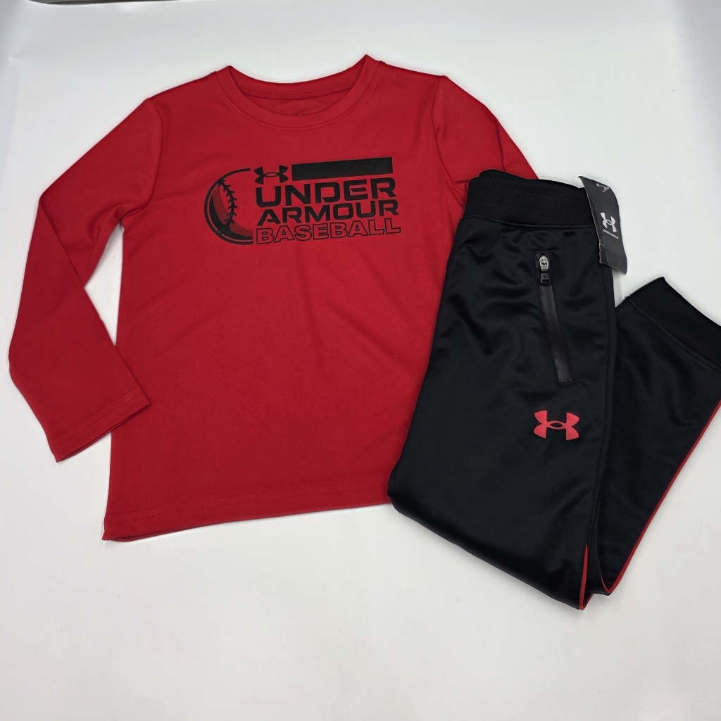 New Under Armour Boys' Baseball Tee And Performance Joggers Size 4